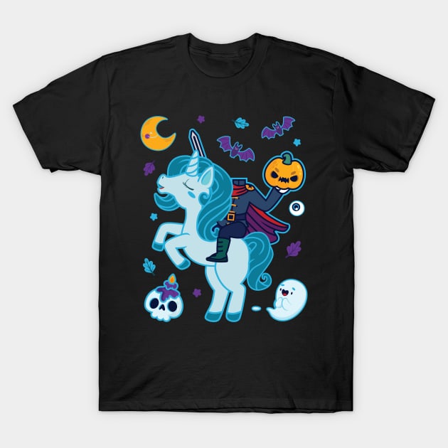 Halloween Unicorn Headless Horseman T-Shirt by ultraelectrogalacticshop